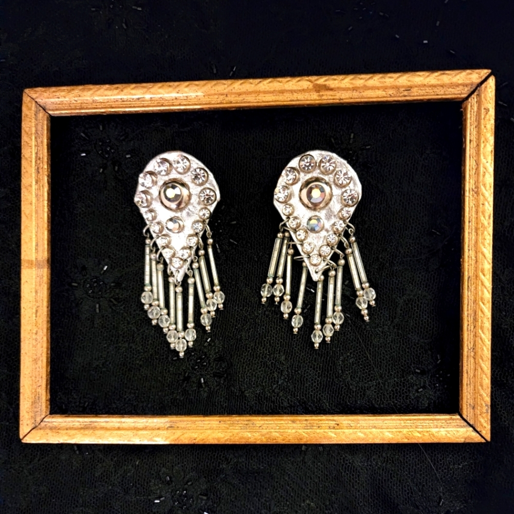 Vintage Silver Tone Clip On Earrings